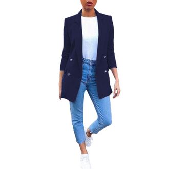 Generic Womens Solid Color Suit Collar Long Sleeved Loose Fitting Suit Jacket Maternity Vest (BU1, XXXXL)