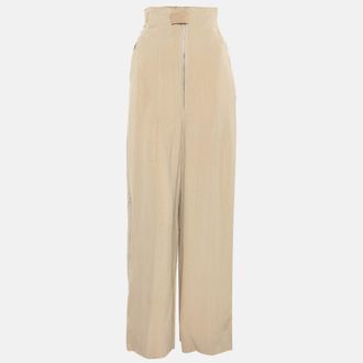 Jacquemus Beige Silk Blend High Rise Le Papier Trousers