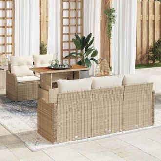 vidaXL Vidaxl - Conjunto De Sof&aacute; De Jard&iacute;n 6 Pcs Beige Y Crema 100 X 55 X 73 Cm
