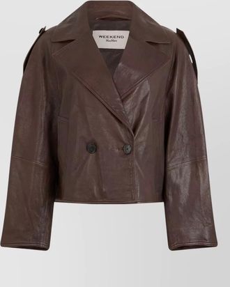 Max Mara leather double-breasted short jacket