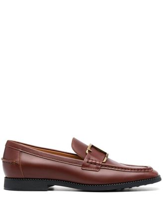 Tod's T Timeless square-toe loafers - women - Leather - 38.5 - Brown