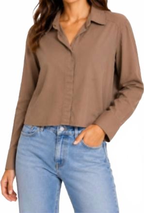 Stateside Heavy Poplin Cropped Shirt In Mocha