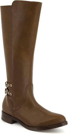 Andrea Womens Tall Riding Elastic Shaft Boots In Brown