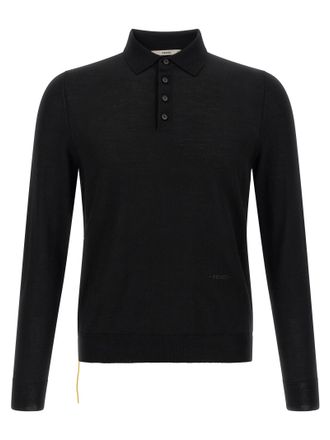 Fendi Black Virgin Wool Polo Mens Shirt