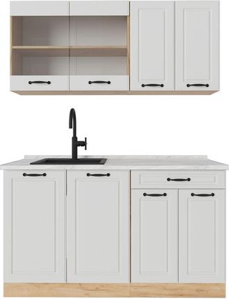 Vicco Cucina monoblocco R-Line, Casa di campagna bianca/quercia dorata, 140 cm, pl Marmo