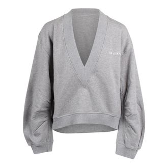 The Attico Sweatshirts, female, Gray, S, Oversized V-neck sweatshirt