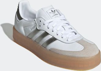 adidas Sneaker ADIDAS ORIGINALS SAMBA, Damen, Gr. 38,5, cloud wei&szlig;, silber metallic, gum 3, Leder, Schuhe Sneaker