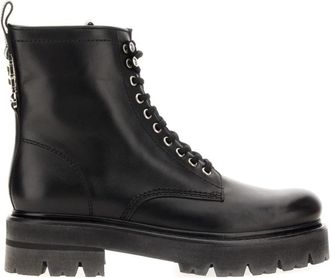 Dsquared2 Leren Enkellaarsjes - Dames - Veterlaarzen - Zwart - 37 1/2 EU - Leer - Schoenen