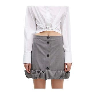 Msgm Msgm, Rokken, Dames, Grijs, M, Wol, Wool Mini Skirt