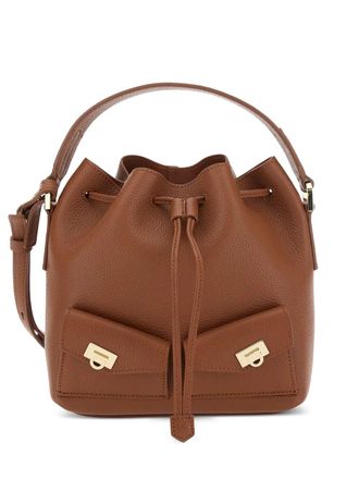 Ferragamo mini Harley drawstring bucket bag - women - Calf Leather - OS - Brown