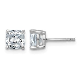 Diamond2Deal 14k White Gold 2ctw Cushion Lab Grown Diamond Stud Earrings VS Clarity, G-H Color
