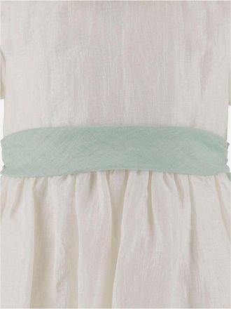 Il Gufo Girls Linen-Blend Baby Dress With Bow White
