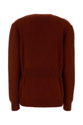 Fendi Womens Brick Stretch Cashmere Sweater Rust-25 Exterior: Elastane Maglieria