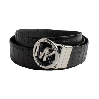 Michael Kors Accessoires, Dames, Zwart, ONE Size, Leer, Omkeerbare riem met logo en krokodillenprint