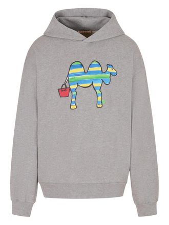 Marni logo-printed hoodie - Grey