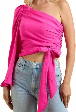 Glam Barbie One Shoulder Blouse In Pink