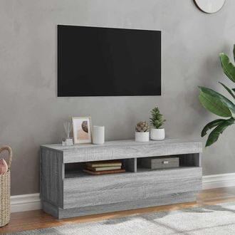 vidaXL Vidaxl - Mueble De Tv Con Luces Led Gris Sonoma 100x35x40 Cm