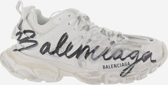 Balenciaga White Track Signature Sneakers