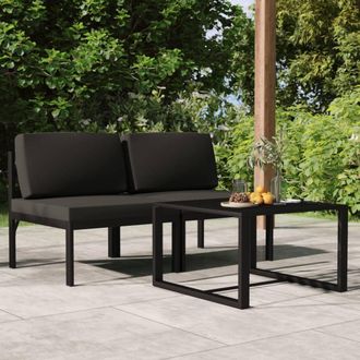 vidaXL Set Muebles De Jard&iacute;n 3 Pzas Y Cojines Aluminio Gris Antracita Vidaxl