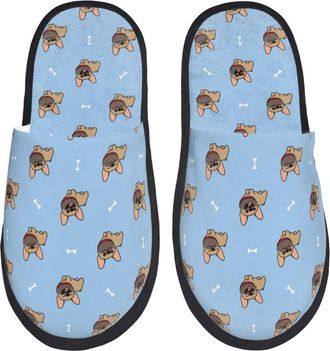 Generic Brown French Bulldog Men Women House Slippers Warm Slippers Non-Slip House Shoes For Outdoor Indoor Bedroom M