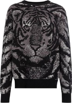 Roberto Cavalli Intarsia Tiger Head Sweater, Size XX-Large