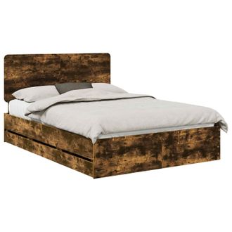vidaXL Estructura De Cama Roble Ahumado 140 X 190 Cm Madera Ingenieril Vidaxl