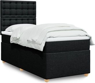 vidaXL Cama Box Spring Con Colch&oacute;n Tela Negro 100x200 Cm Vidaxl
