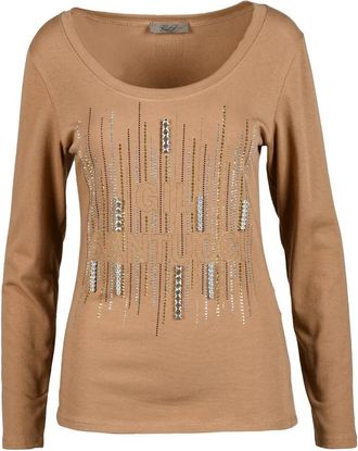 Gil Santucci Beige Metallic Stretch Cotton T-Shirt