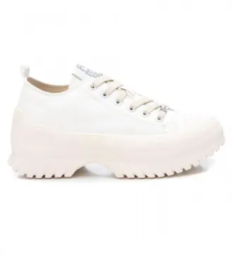 Xti Womens Canvas Platform Sneakers In White