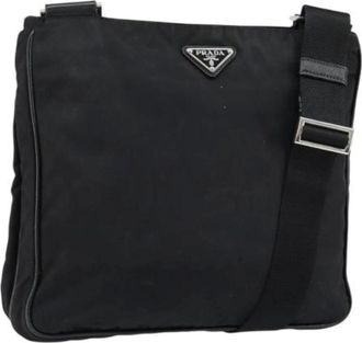 Prada Pre-owned Cross Body Bags, female, Black, Size: ONE SIZE Pre-owned Nylon Cross Body Bag