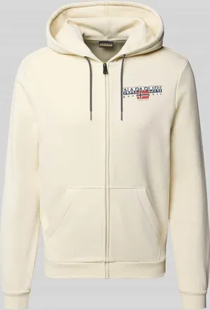 Napapijri Sweatjacke mit Kapuze und Känguru-Tasche Modell AYLMER in Offwhite, Größe XXL