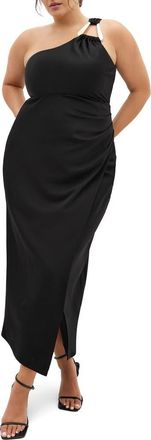 City Chic Joy One-Shoulder Maxi Dress in Black at Nordstrom, Size 18W
