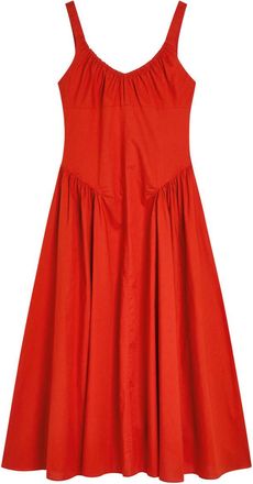 Faithfull The Brand Olas Cotton Midi Dress - Red - S (UK8-10 / S)