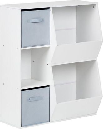 Beliani Beliani - Estanter&iacute;a Librer&iacute;a De 3 Niveles Habitaci&oacute;n Infantil Tablero De Part&iacute;culas Con Cajas De Tela No Tejida Blanco Darlot