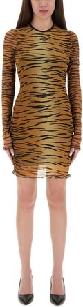 Moschino Leopard Animal Print Round Neck Mini Dress