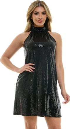 Bebe Womens Halter Neck Trapeze Disco Dot Dress