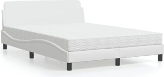 vidaXL Vidaxl - Cama Con Colch&oacute;n Cuero Sint&eacute;tico Blanco 140x190 Cm