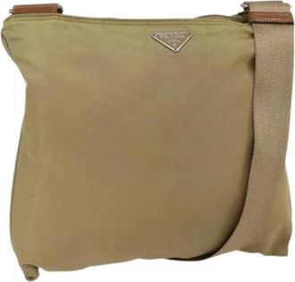 Prada Pre-owned Nylon Cross Body Bag - Dames - Vintage Schoudertas - Beige - ONE Size - Nylon - Vintage