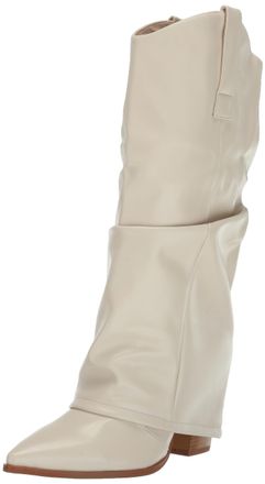 Yoki Womens Western Heel Boot Fashion, Bone, 3 UK