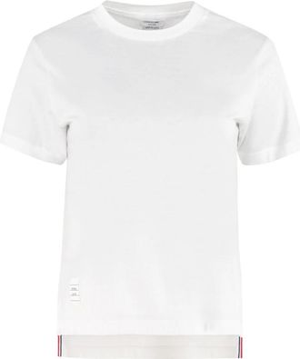 Thom Browne Katoenen T-shirt met ronde hals - Dames - T-shirts - Wit - M - Katoen - Tops