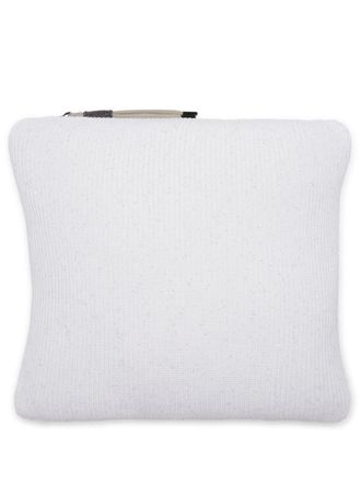 Brunello Cucinelli ribbed-knit square-shape cushion - unisex - Polyester/Cotton - OS - White