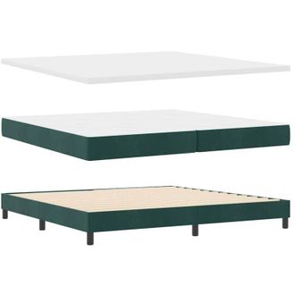 vidaXL Box Spring Bed with Mattress Black 100x200 cm Velvet Dark green Vidaxl