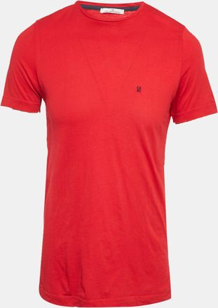 Carolina Herrera Red Cotton Knit Logo Detail T-Shirt