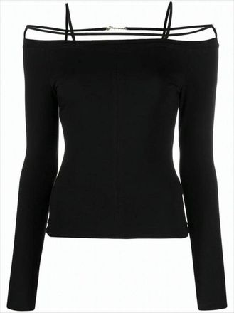 Jacquemus Fitted Off-The-Shoulder Long Sleeve Top With Strap Details