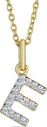The Diamond Store Love Letter Initial E Lab Diamond Necklace set in 18K Gold Vermeil