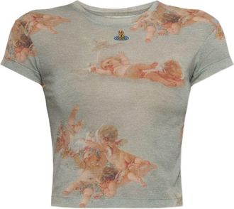 Vivienne Westwood Fitted Cherubic Angel Print Crop Top