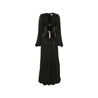 Elisabetta Franchi Corset-style Pleated Maxi Dress
