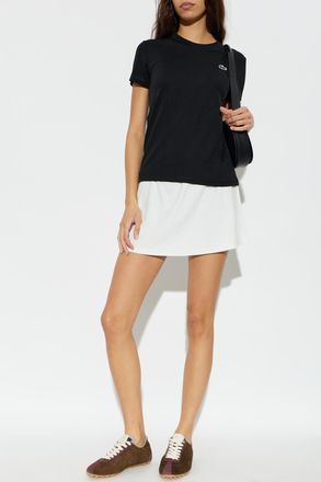 Lacoste T-shirt With Logo Patch, Womens, Black