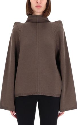 Rick Owens Grey Solid Turtle Neck Top