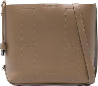 Hogan Leren Tote Bag met Reli&euml;fdetail - Dames - Schoudertassen - Bruin - ONE Size - Leer - Tassen